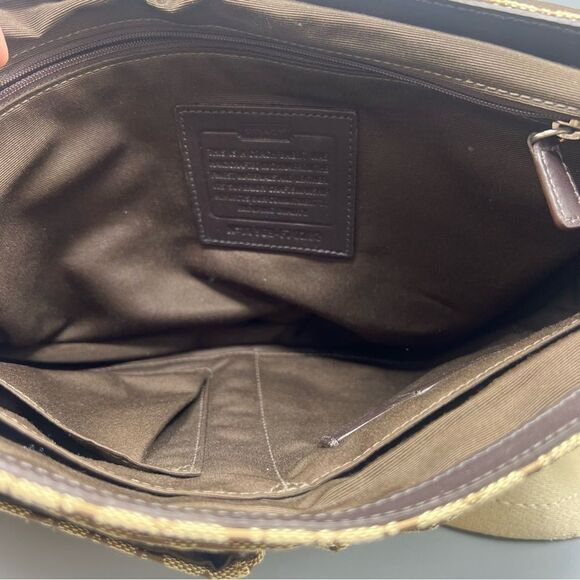 Coach Signature Leather Canvas Jacquard Tan Messenger Bag - Picture 3 of 8
